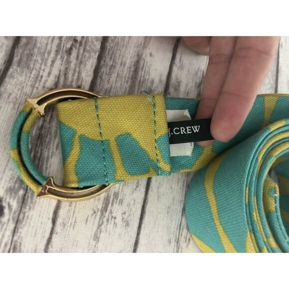 J. Crew Multicolor Striped Fabric Loop Belt, Teal & Green, Linen Cotton S/M - Picture 2 of 7